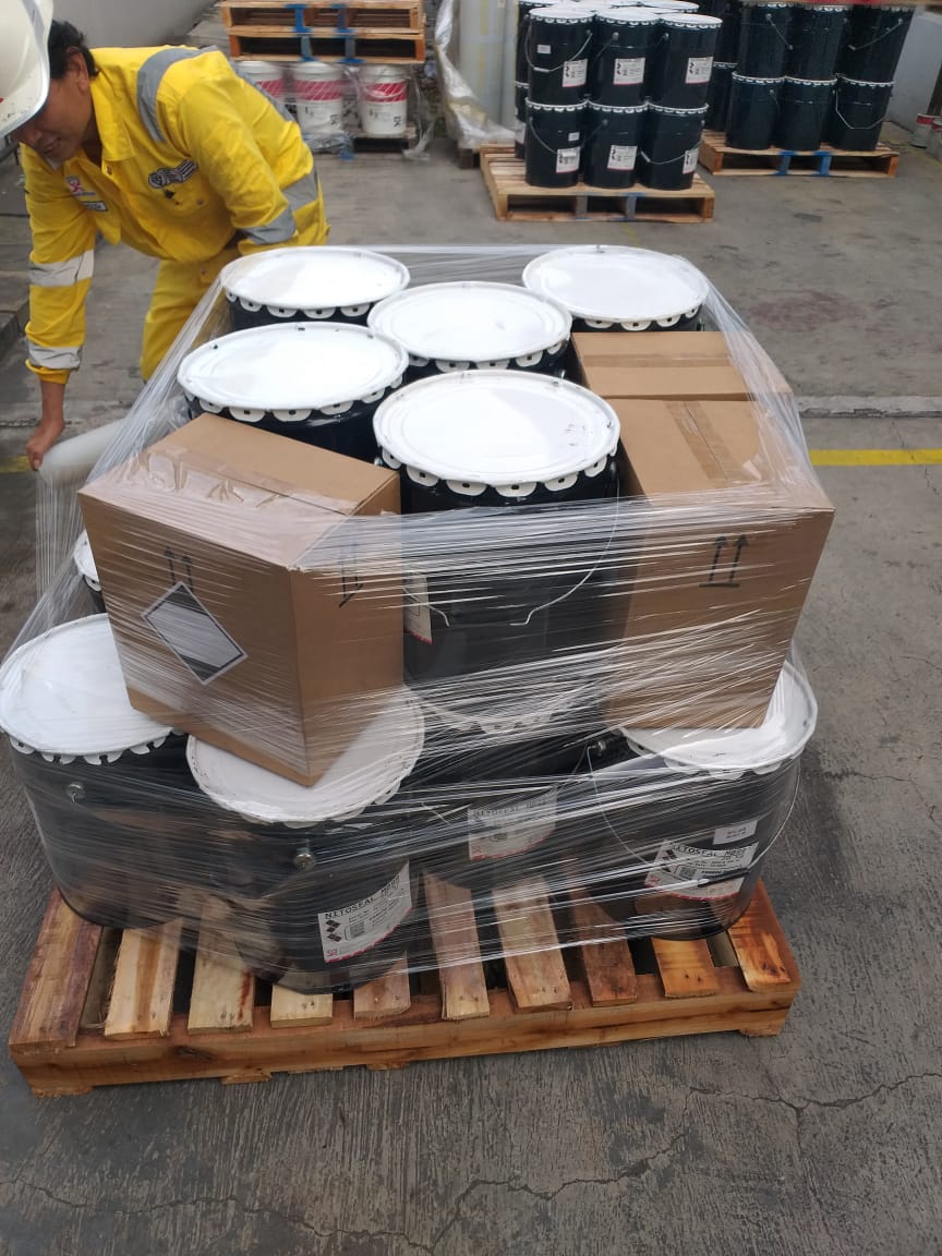 Pengiriman material Bitumen Joint Floor Sealant Fosroc, Nitoseal MB99 & Anchoring Adhesive Fosroc, Lokfix E77